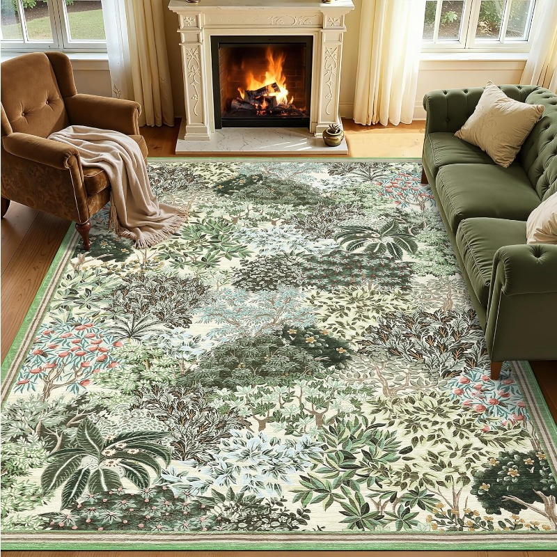 Outdoor Furniture Green - Green Plant Pattern Living Room Carpet