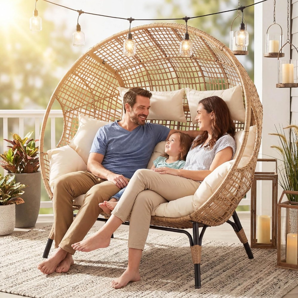 Outdoor Furniture No Cushions - Double Egg Chair Indoor Outdoor Stationary