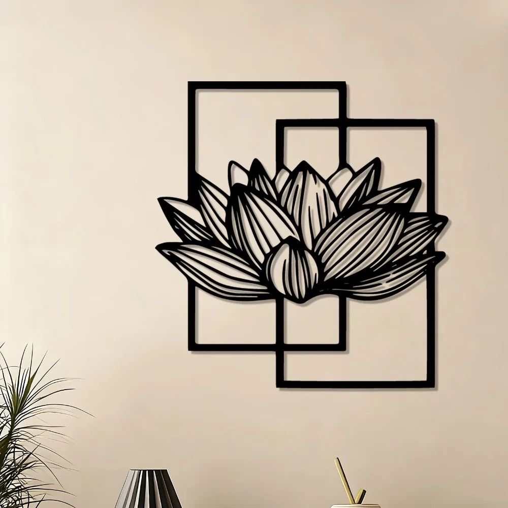 Outdoor Furniture Decor - Lotus Flower Metal Wall Art, Rust-Resistant