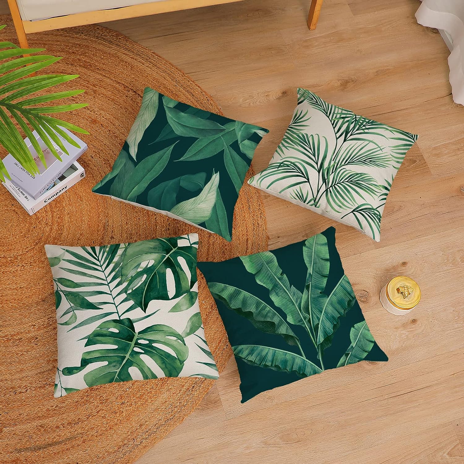 Outdoor Furniture Green - Green Plant Throw Pillow Case Tropical