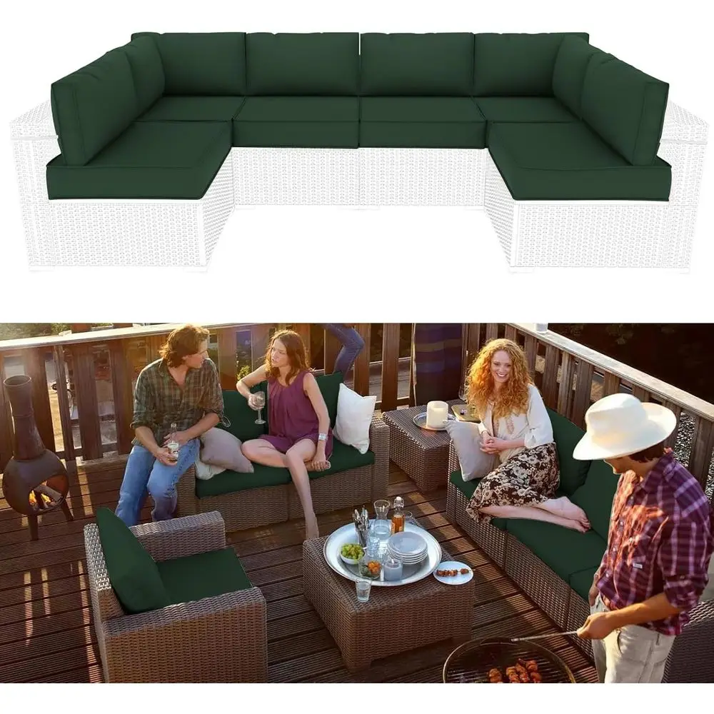 Outdoor Furniture Green - 14-Piece Outdoor Sectional Cushion Set, 26x26in