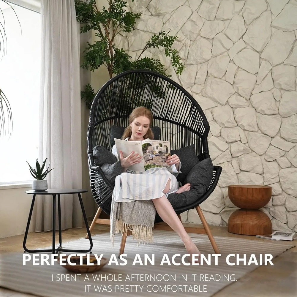 Outdoor Egg Chair PE Wicker Wo - مراجعة Outdoor Furniture No Cushions وسعره
