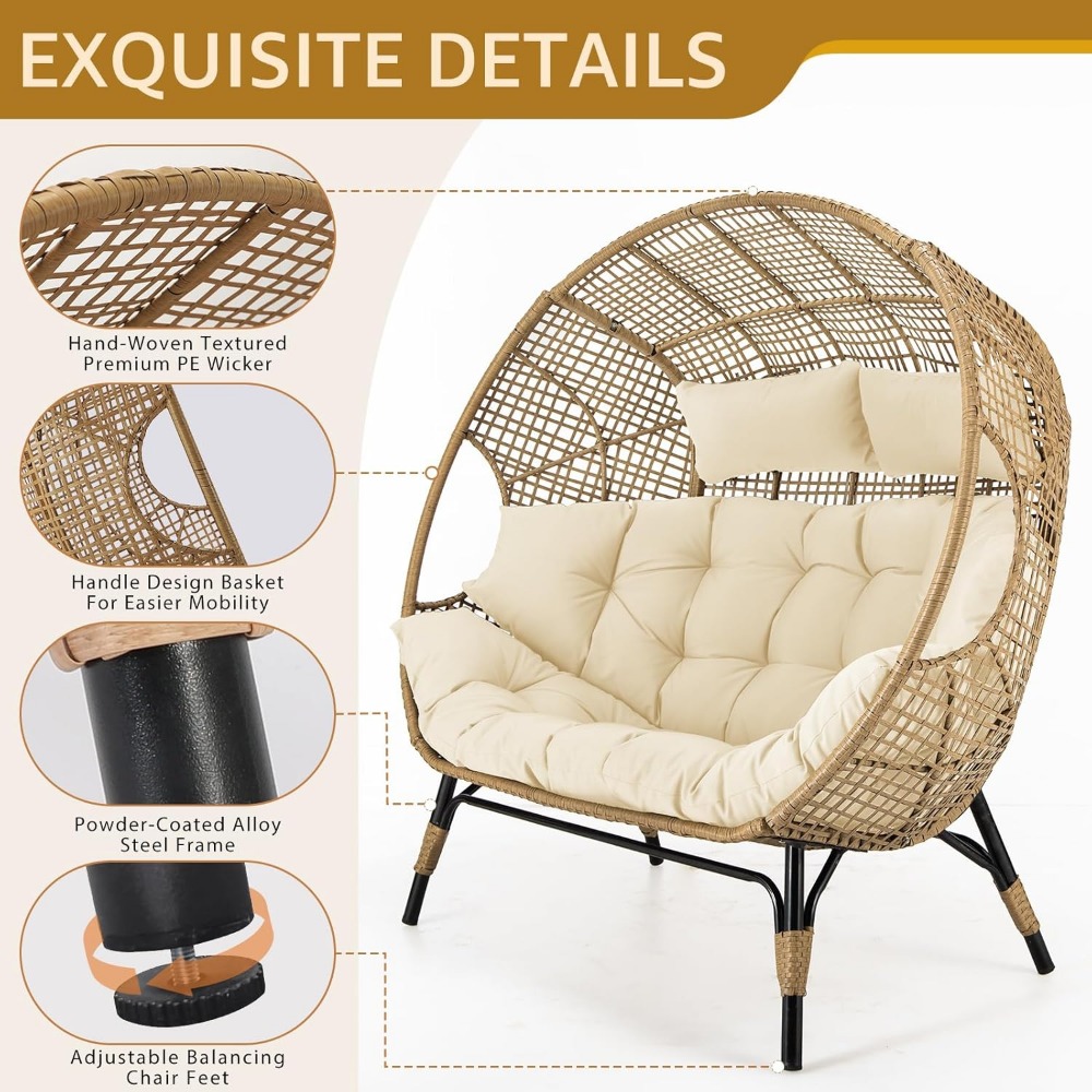Double Egg Chair Indoor Outdoo - مراجعة Outdoor Furniture No Cushions وسعره