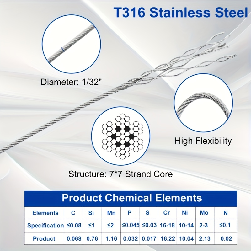 50m/196ft Stainless Steel Wire - مراجعة Outdoor Furniture Rope وسعره
