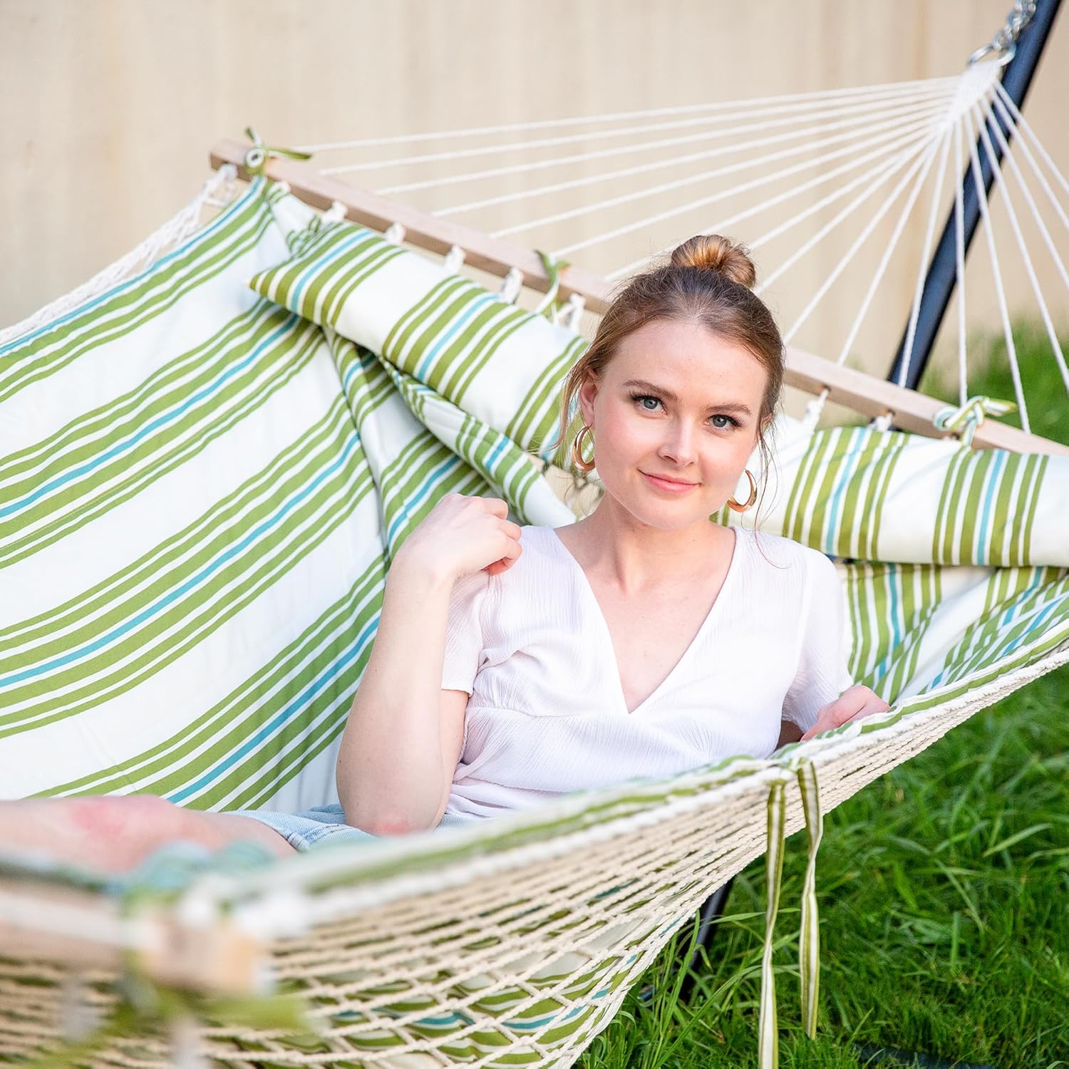 Portable 2 Person Hammock with - مراجعة Outdoor Furniture Green وسعره