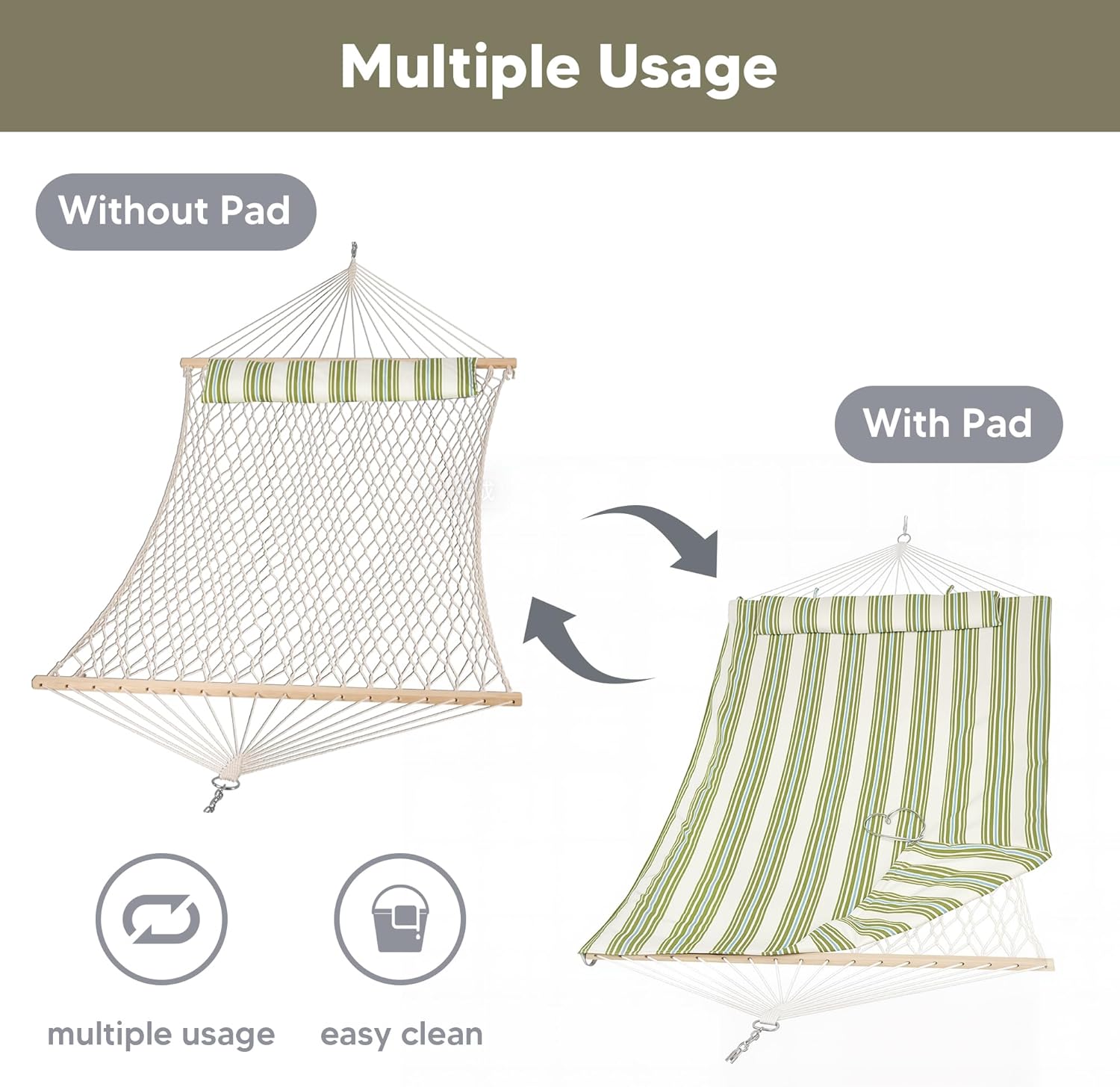 Portable 2 Person Hammock with - مراجعة Outdoor Furniture Green وسعره