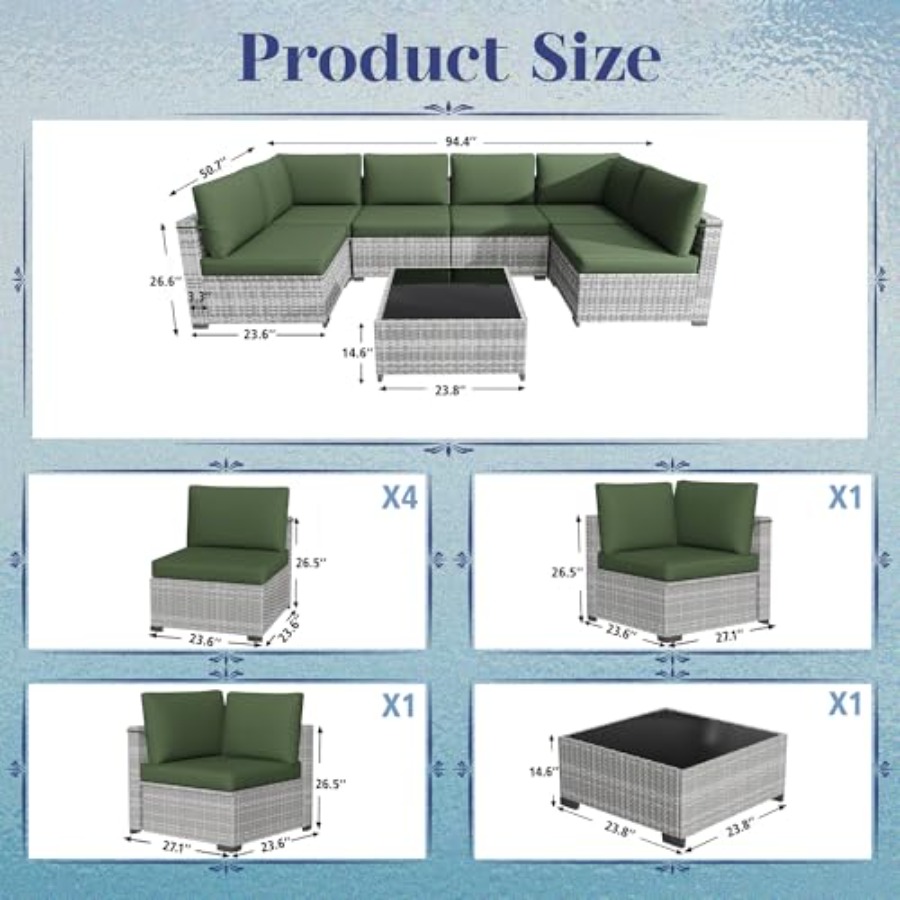 Patio Furniture Set: 7-Piece M - مراجعة Outdoor Furniture Green وسعره