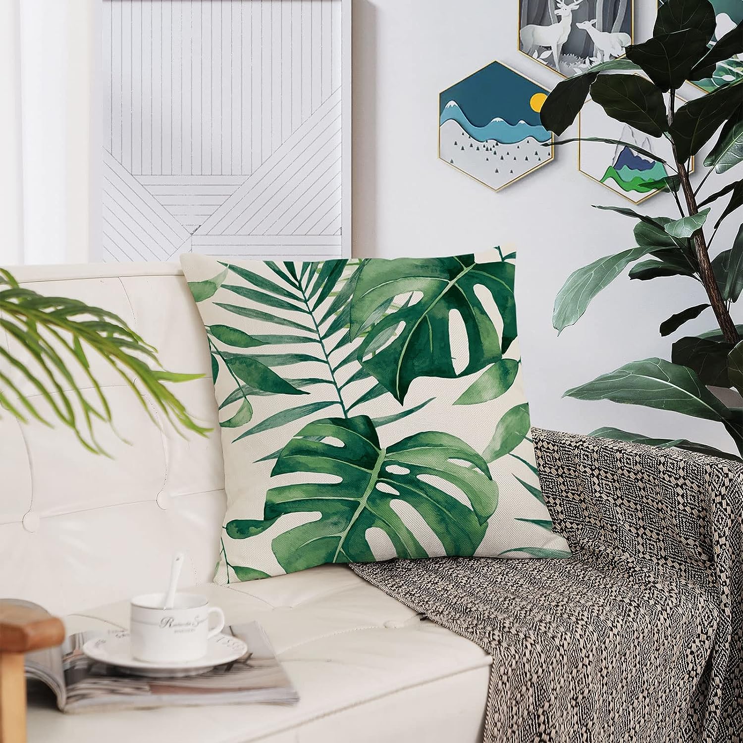 Green Plant Throw Pillow Case  - مراجعة Outdoor Furniture Green وسعره