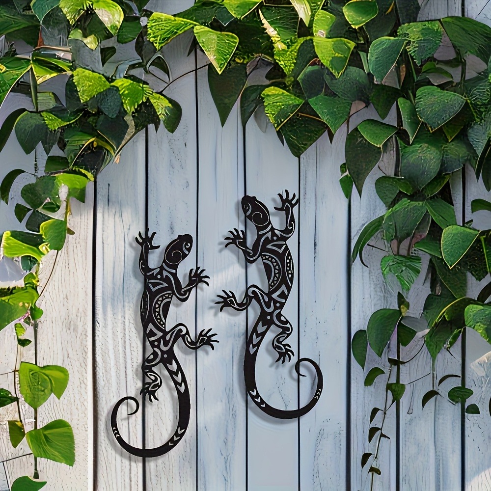 2Pcs Wrought Iron Gecko Wall A - مراجعة Outdoor Furniture Decor وسعره