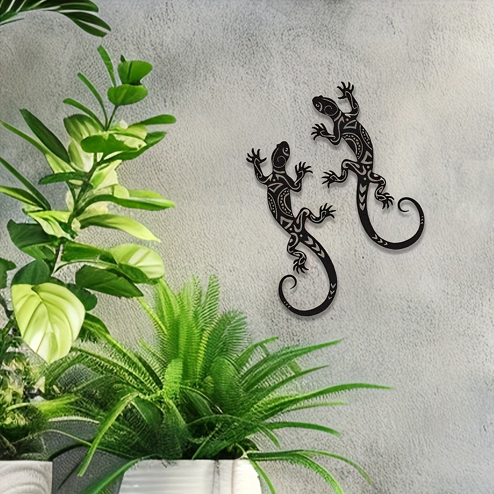 2Pcs Wrought Iron Gecko Wall A - مراجعة Outdoor Furniture Decor وسعره