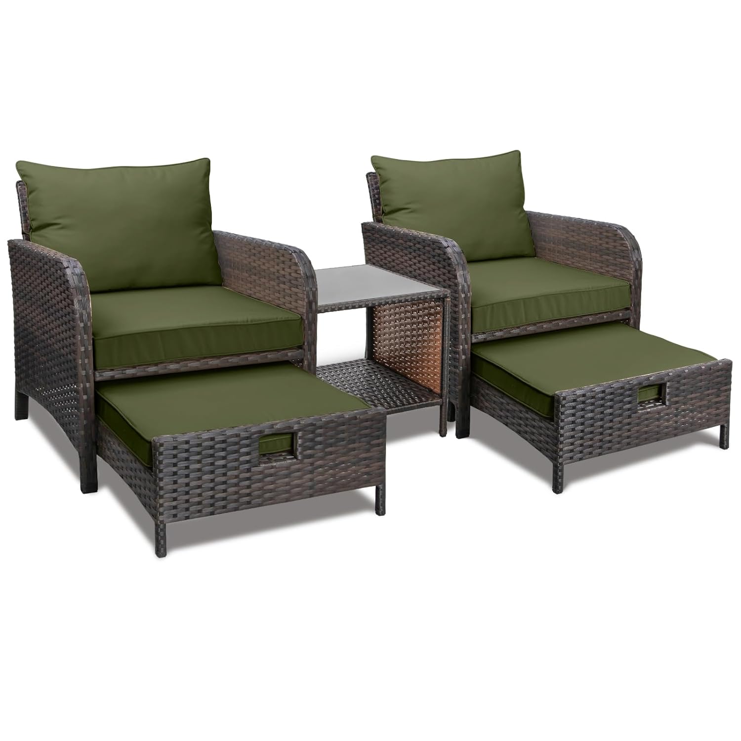 5 Piece PE Rattan Patio Set Ou - مراجعة Outdoor Furniture Green وسعره