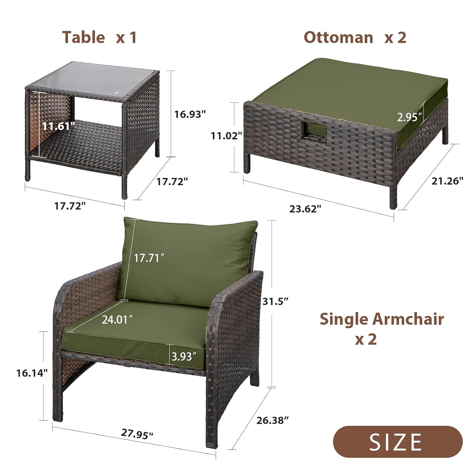 5 Piece PE Rattan Patio Set Ou - مراجعة Outdoor Furniture Green وسعره