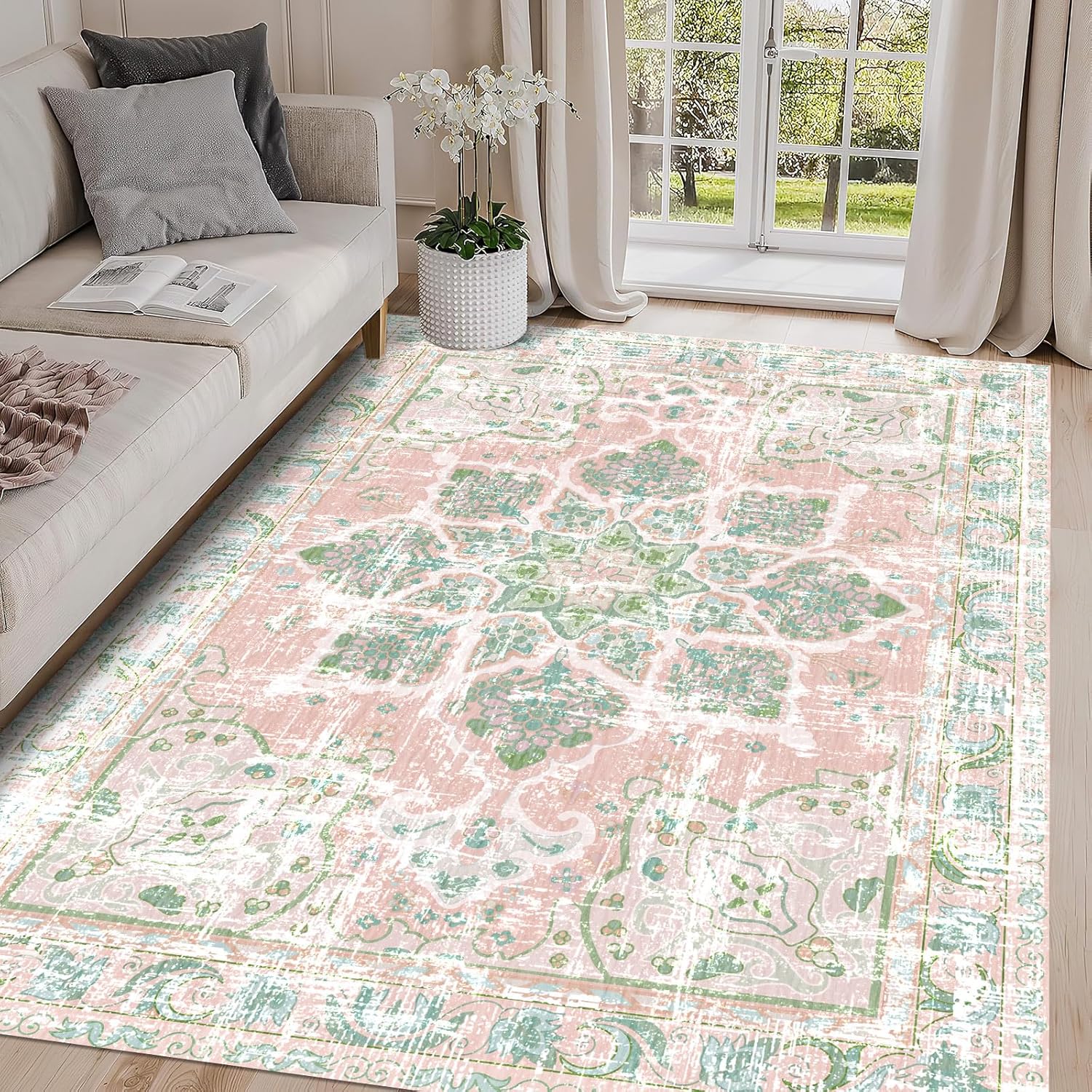 Bohemian Retro Pink Green Flor - مراجعة Outdoor Furniture Green وسعره