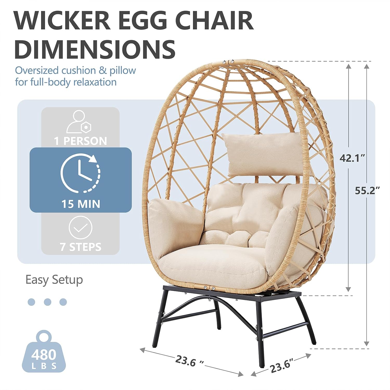 Wicker Egg Chair Outdoor, Over - مراجعة Outdoor Furniture No Cushions وسعره