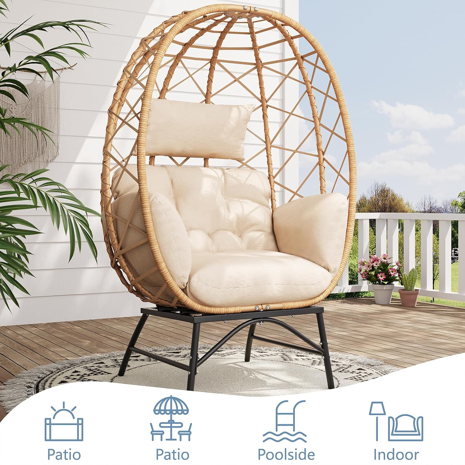 Wicker Egg Chair Outdoor, Over - مراجعة Outdoor Furniture No Cushions وسعره