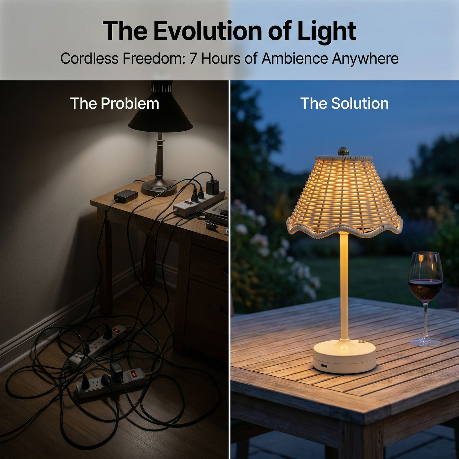 LED Vintage Rattan Table Lamp  - مراجعة Outdoor Furniture Sale وسعره