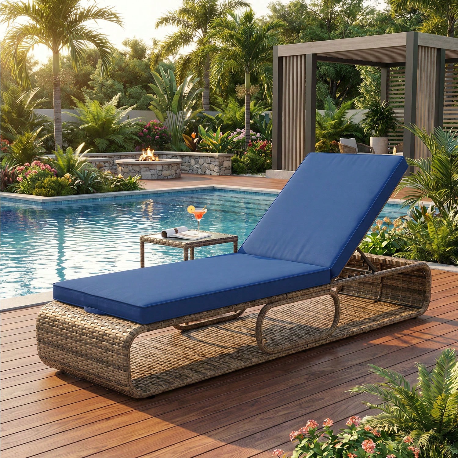 7-Level Adjustable PE Wicker P - مراجعة Outdoor Furniture No Cushions وسعره