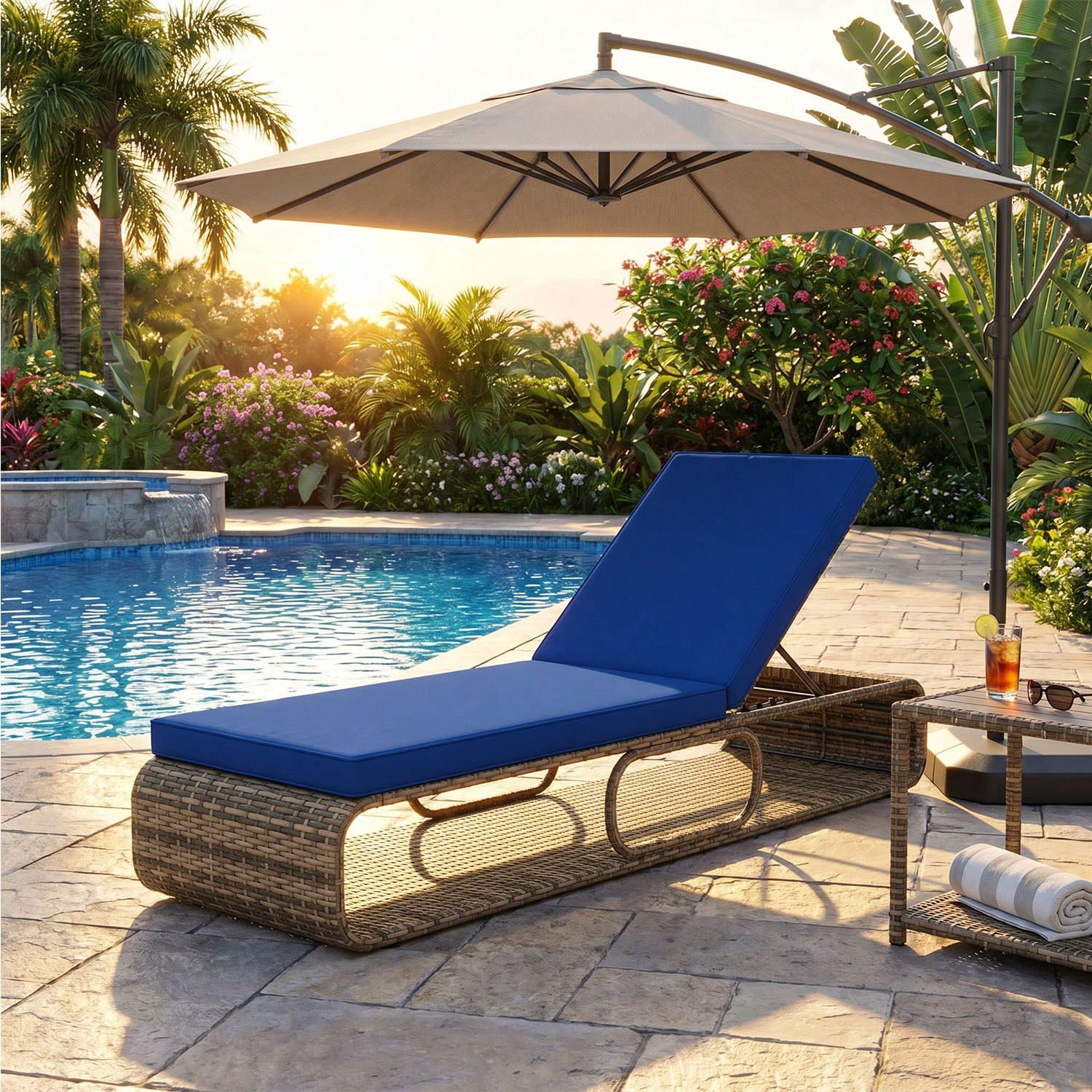 7-Level Adjustable PE Wicker P - مراجعة Outdoor Furniture No Cushions وسعره