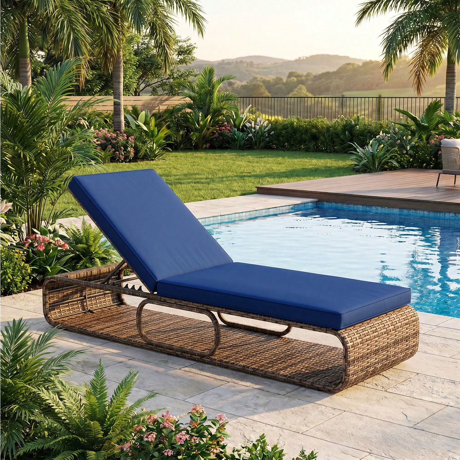 7-Level Adjustable PE Wicker P - مراجعة Outdoor Furniture No Cushions وسعره