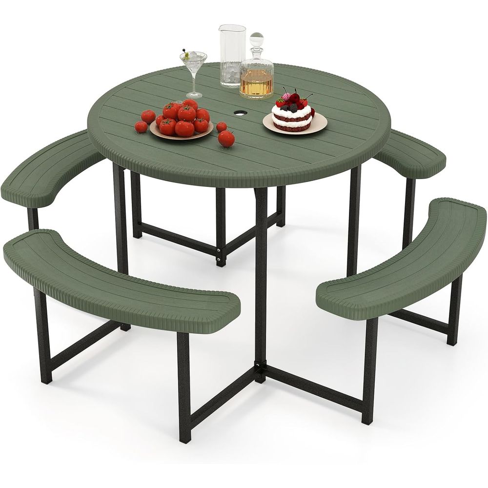 8-Person Round Outdoor Dining  - مراجعة Outdoor Furniture Green وسعره