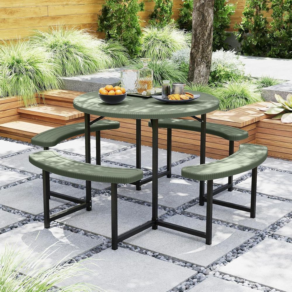 8-Person Round Outdoor Dining  - مراجعة Outdoor Furniture Green وسعره