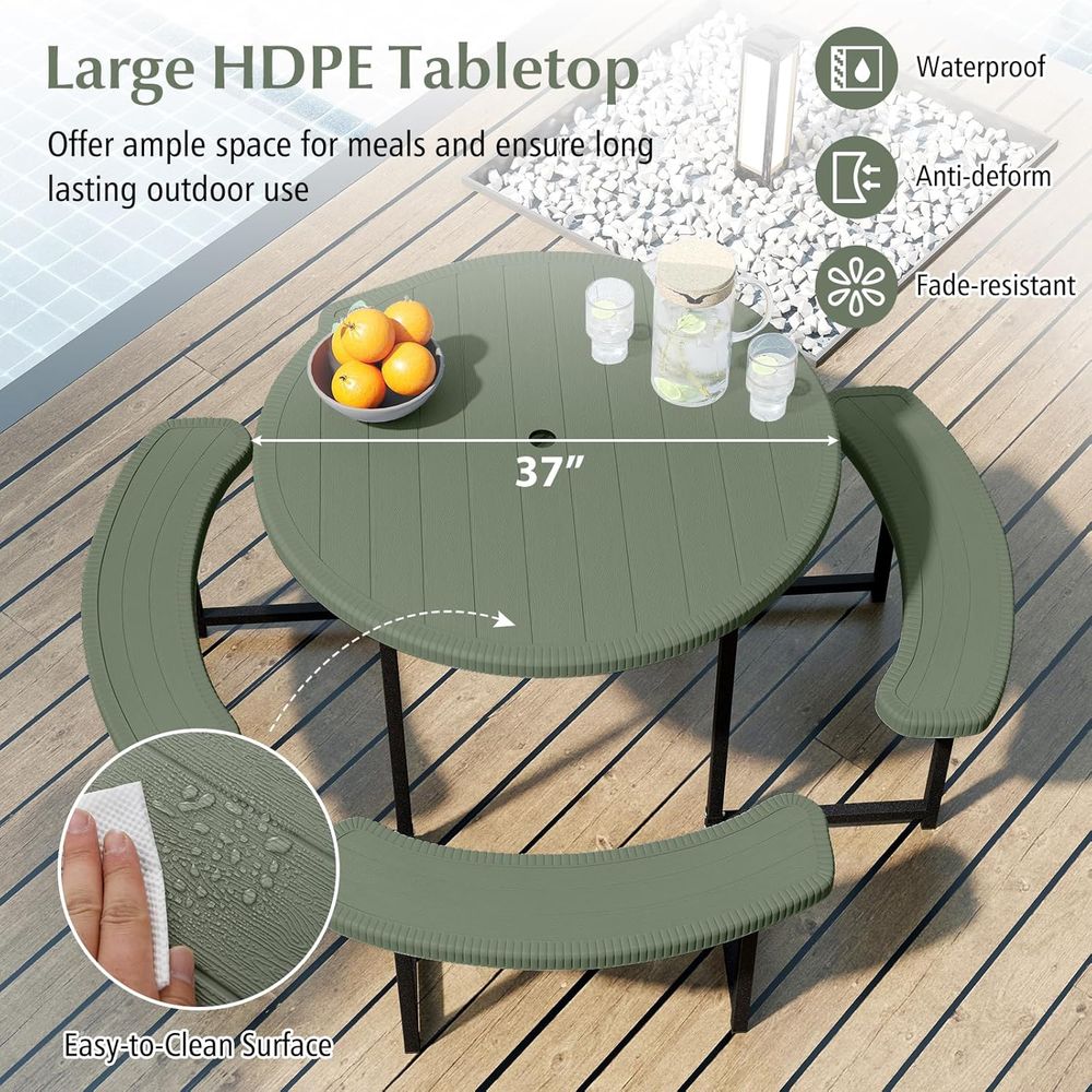 8-Person Round Outdoor Dining  - مراجعة Outdoor Furniture Green وسعره