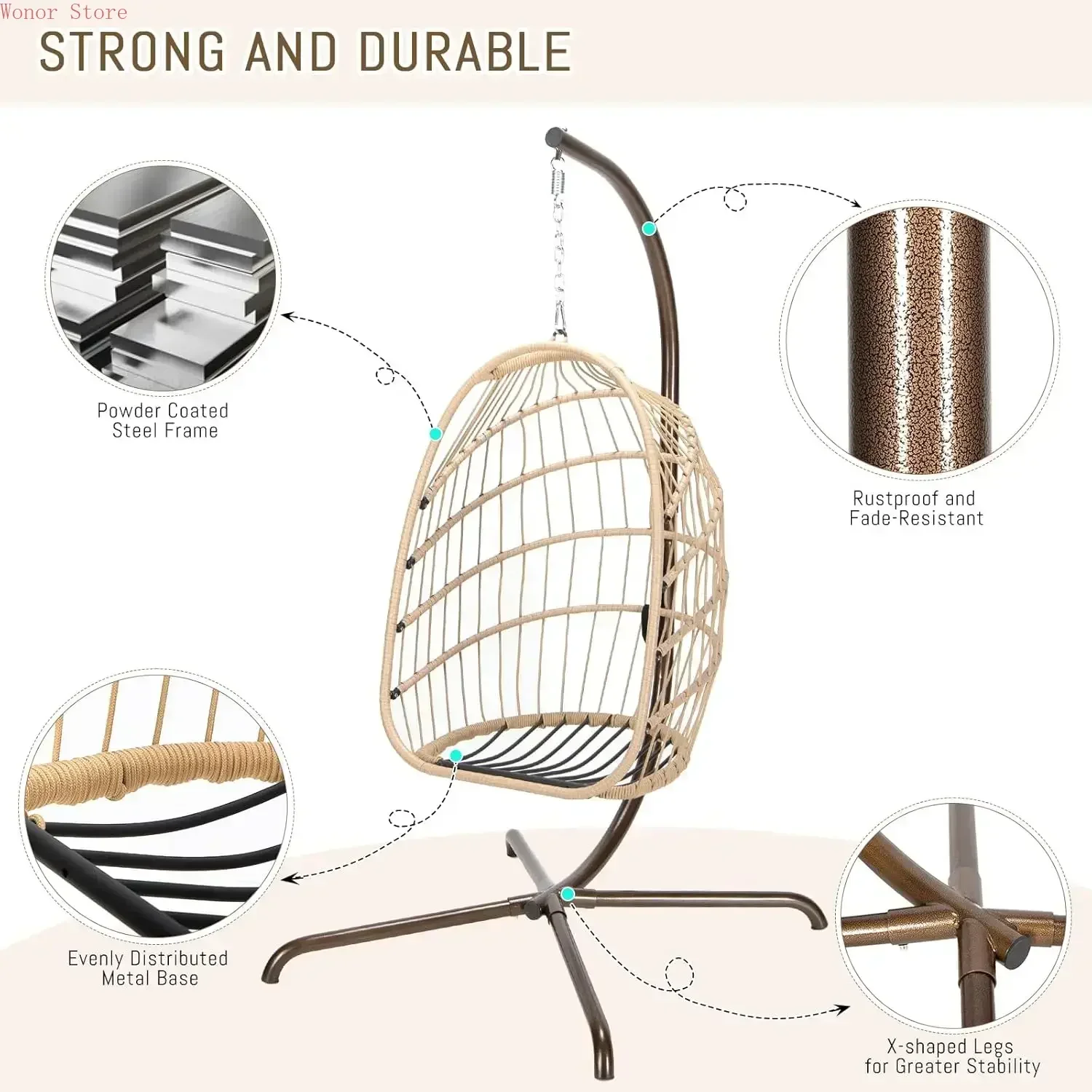 Outdoor Swing Egg Chair with S - مراجعة Outdoor Furniture Heavy Duty وسعره
