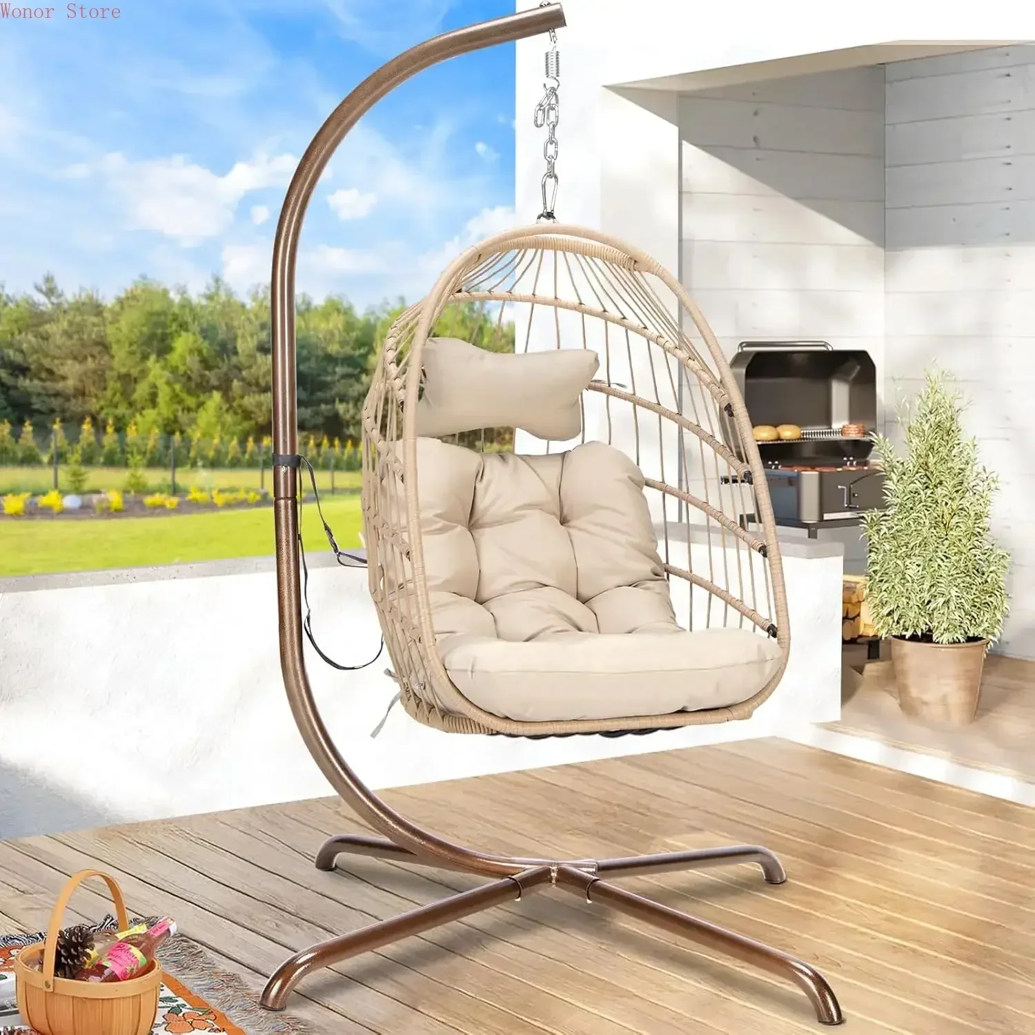 Outdoor Swing Egg Chair with S - مراجعة Outdoor Furniture Heavy Duty وسعره