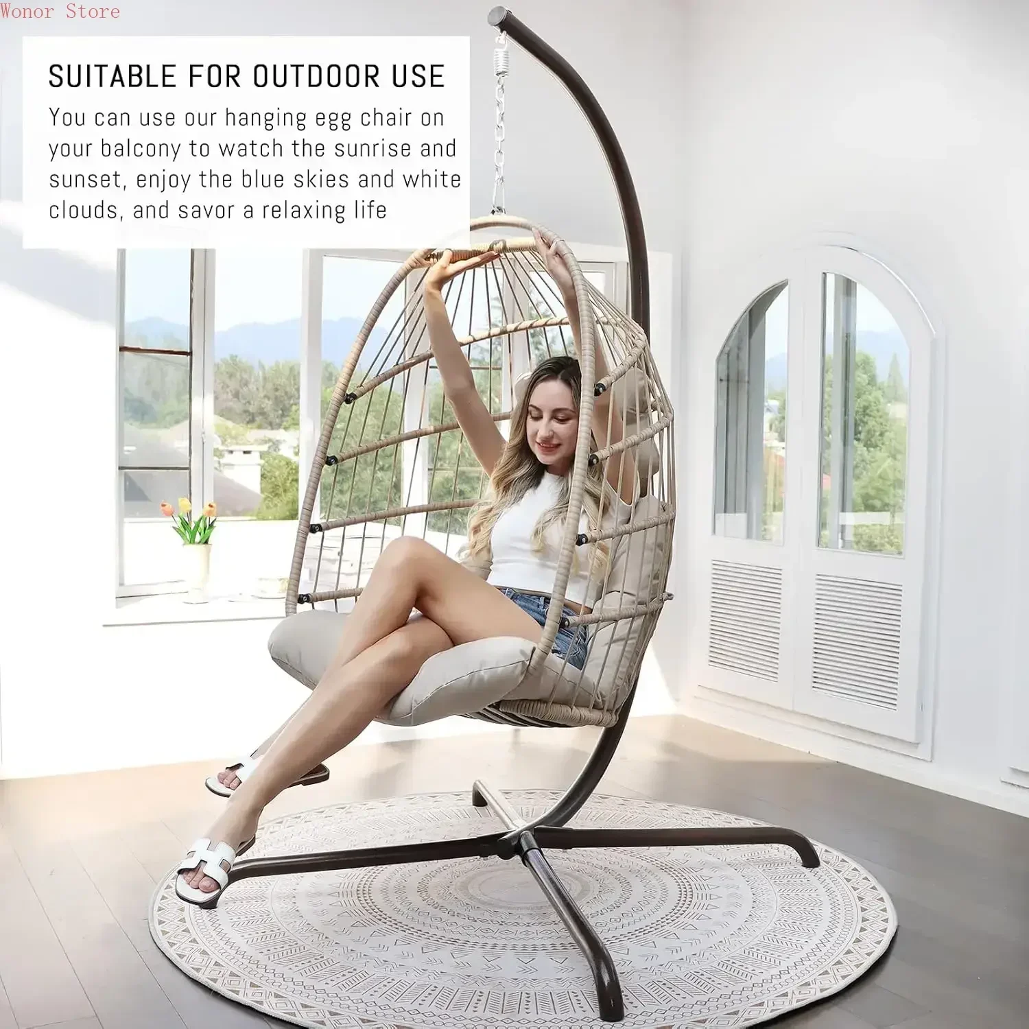 Outdoor Swing Egg Chair with S - مراجعة Outdoor Furniture Heavy Duty وسعره