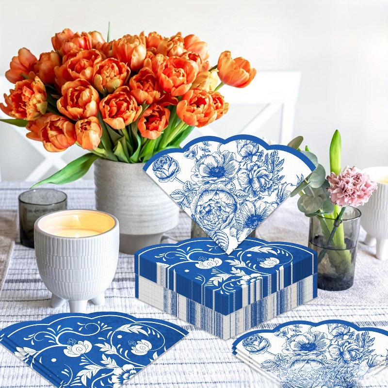 Vintage Blue Flowers Paper Nap - مراجعة Outdoor Furniture Vintage وسعره