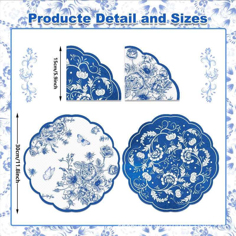 Vintage Blue Flowers Paper Nap - مراجعة Outdoor Furniture Vintage وسعره