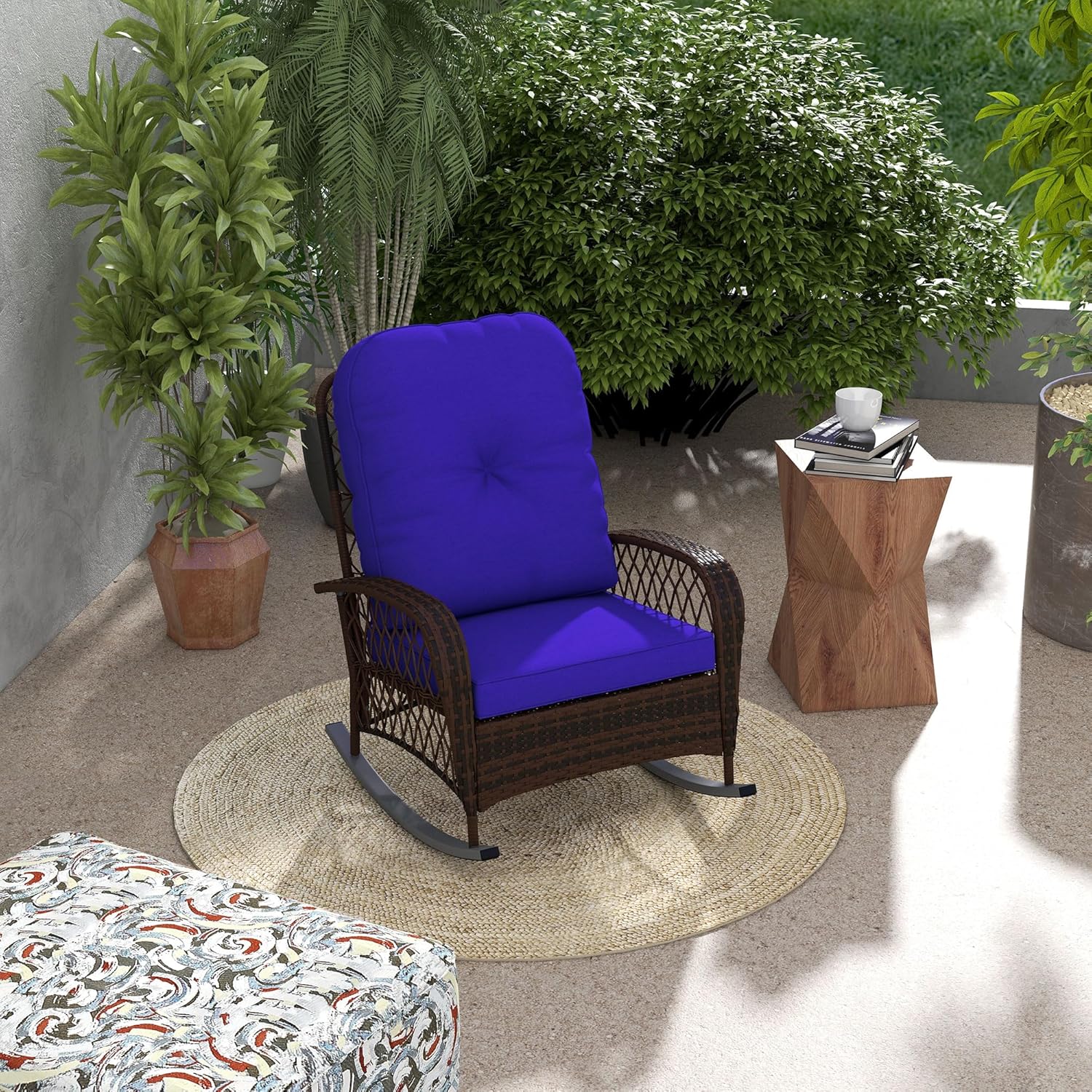 Outdoor Wicker Rocking Chair w - مراجعة Outdoor Furniture No Cushions وسعره
