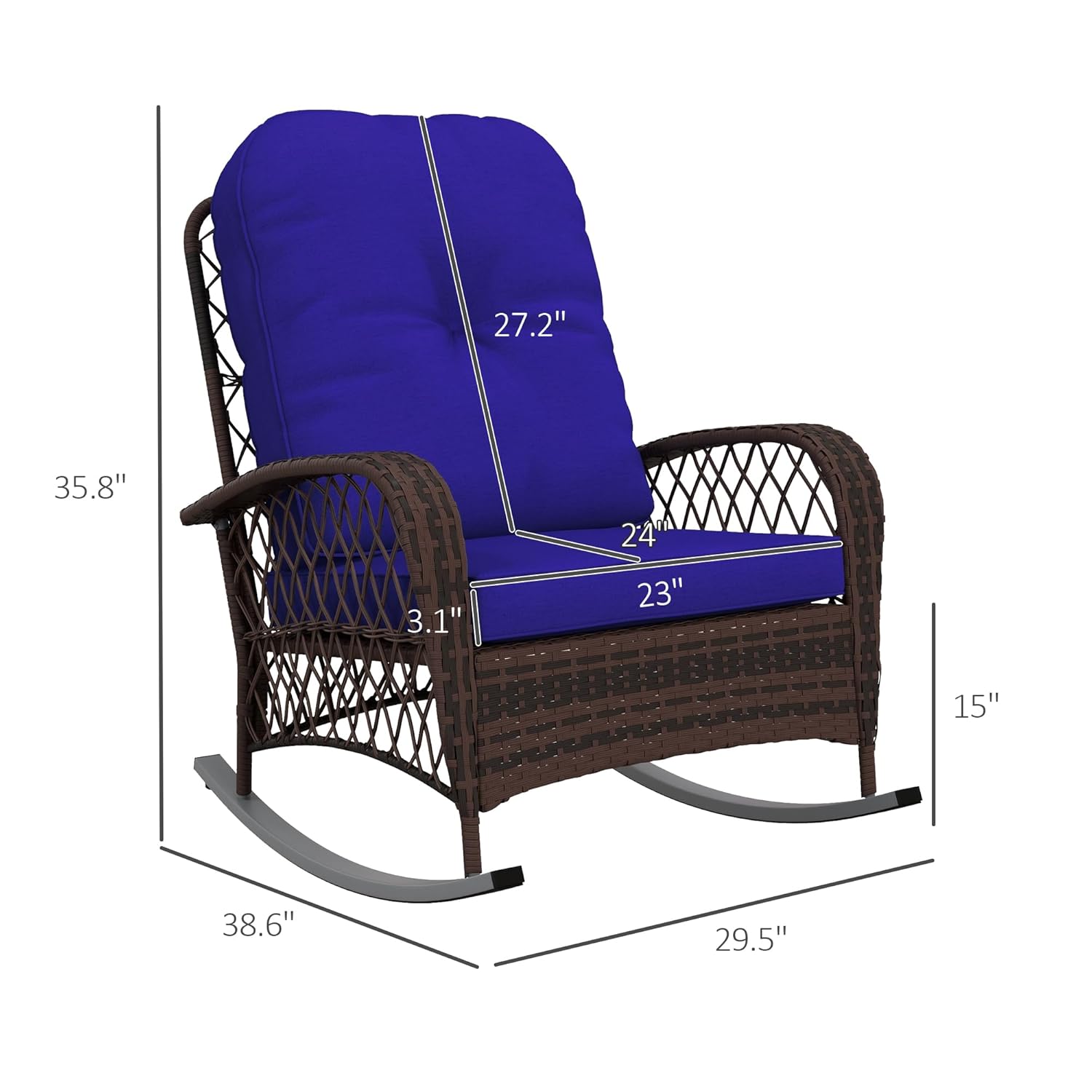 Outdoor Wicker Rocking Chair w - مراجعة Outdoor Furniture No Cushions وسعره