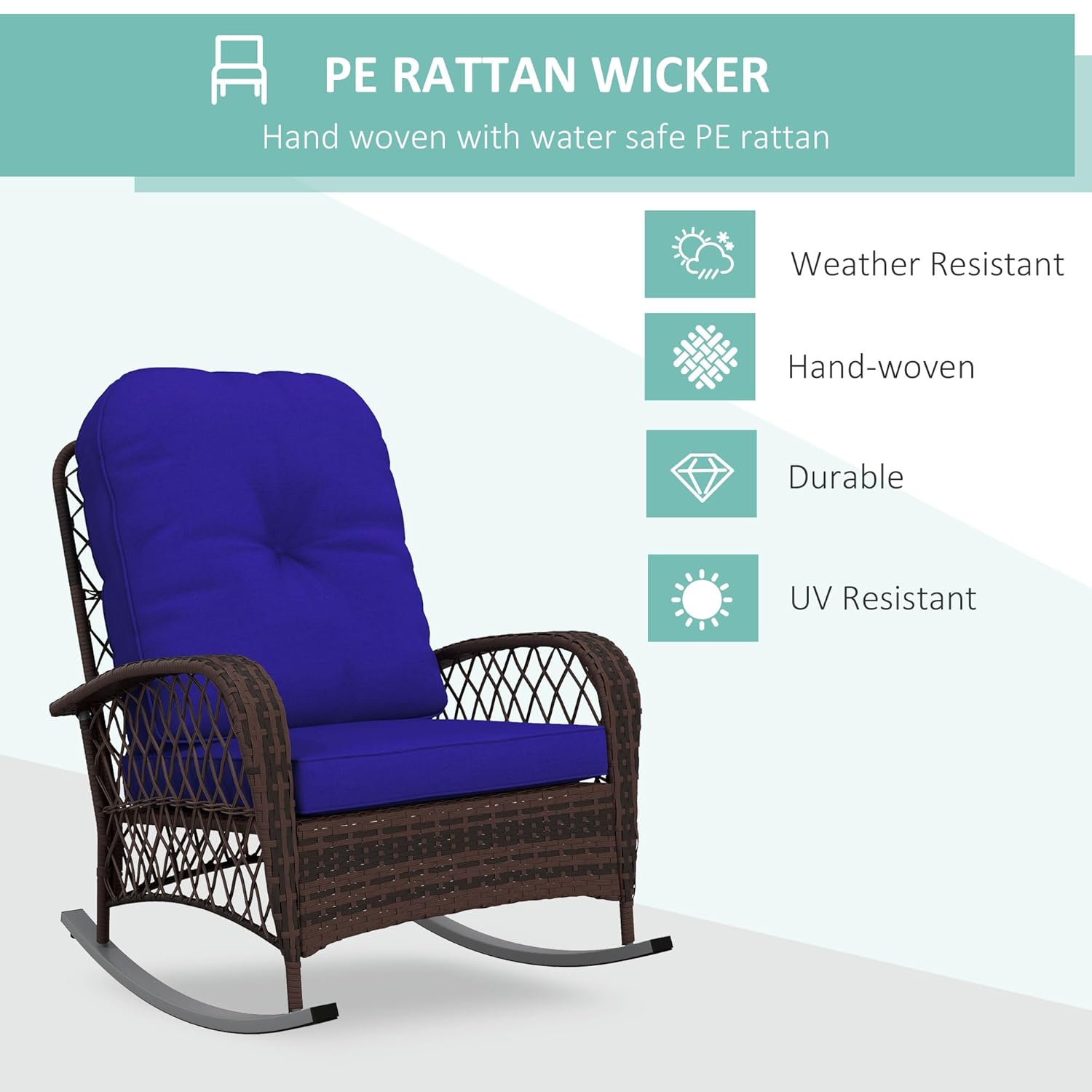 Outdoor Wicker Rocking Chair w - مراجعة Outdoor Furniture No Cushions وسعره