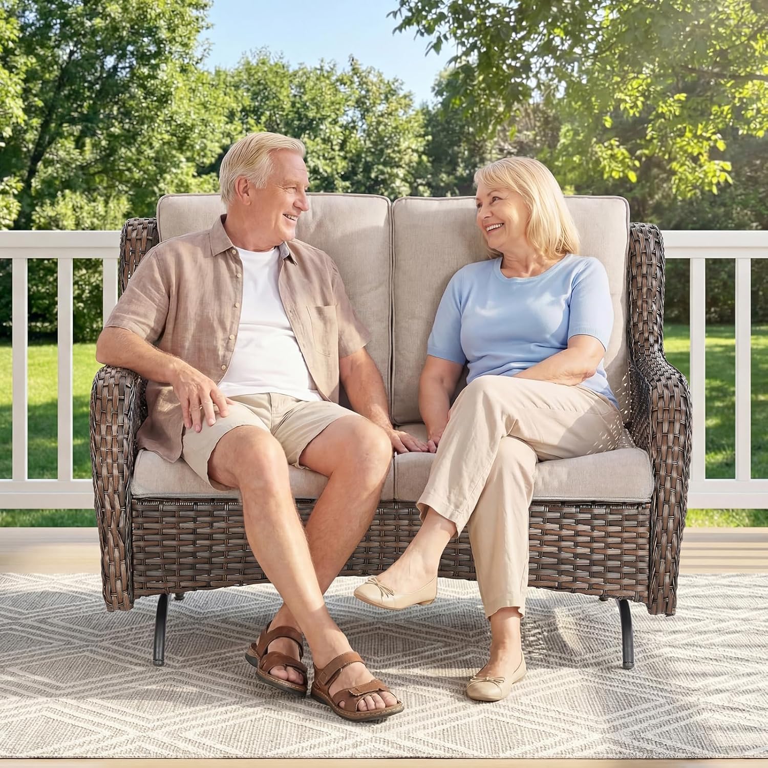 Patio Loveseat Sofa, Outdoor W - مراجعة Outdoor Furniture Luxury وسعره