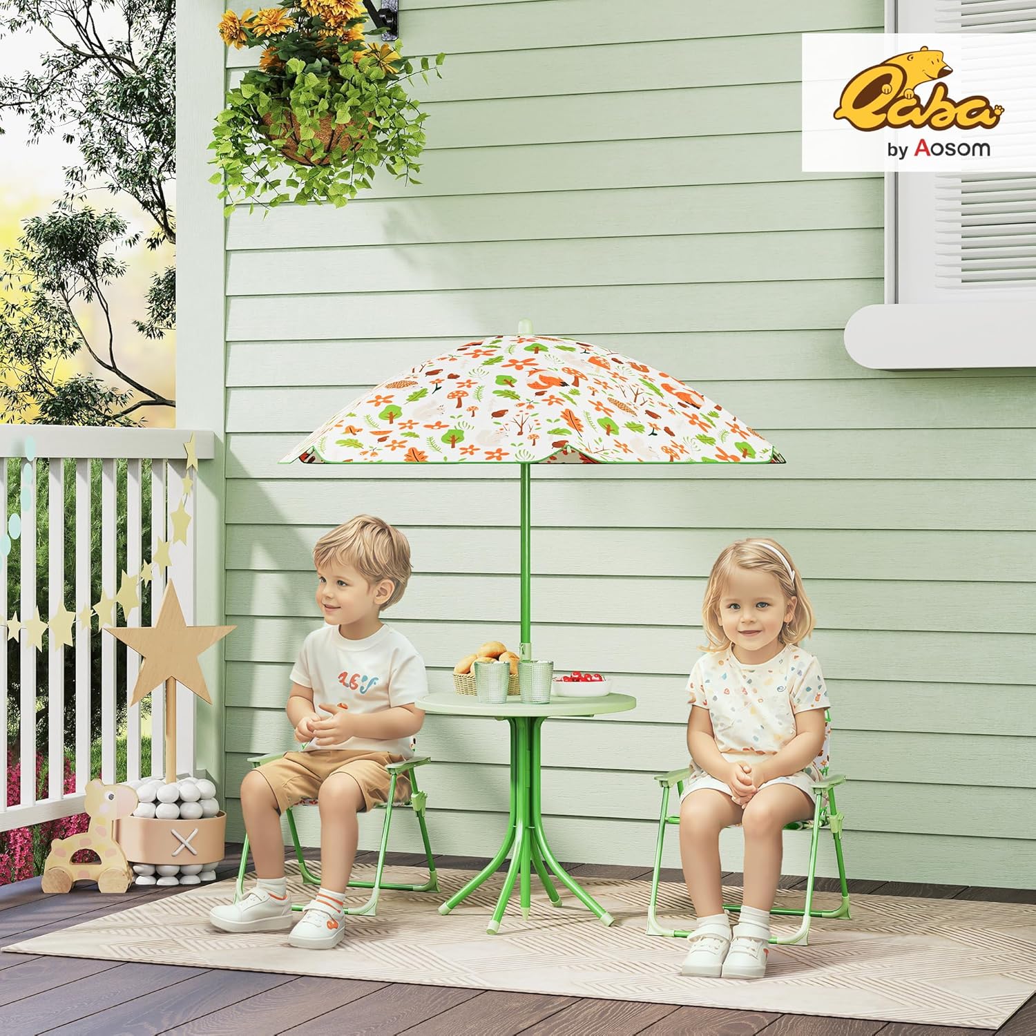Kids Picnic Table Chair Set Fo - مراجعة Outdoor Furniture Green وسعره
