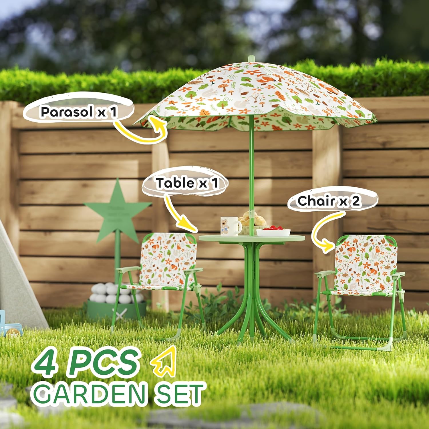 Kids Picnic Table Chair Set Fo - مراجعة Outdoor Furniture Green وسعره