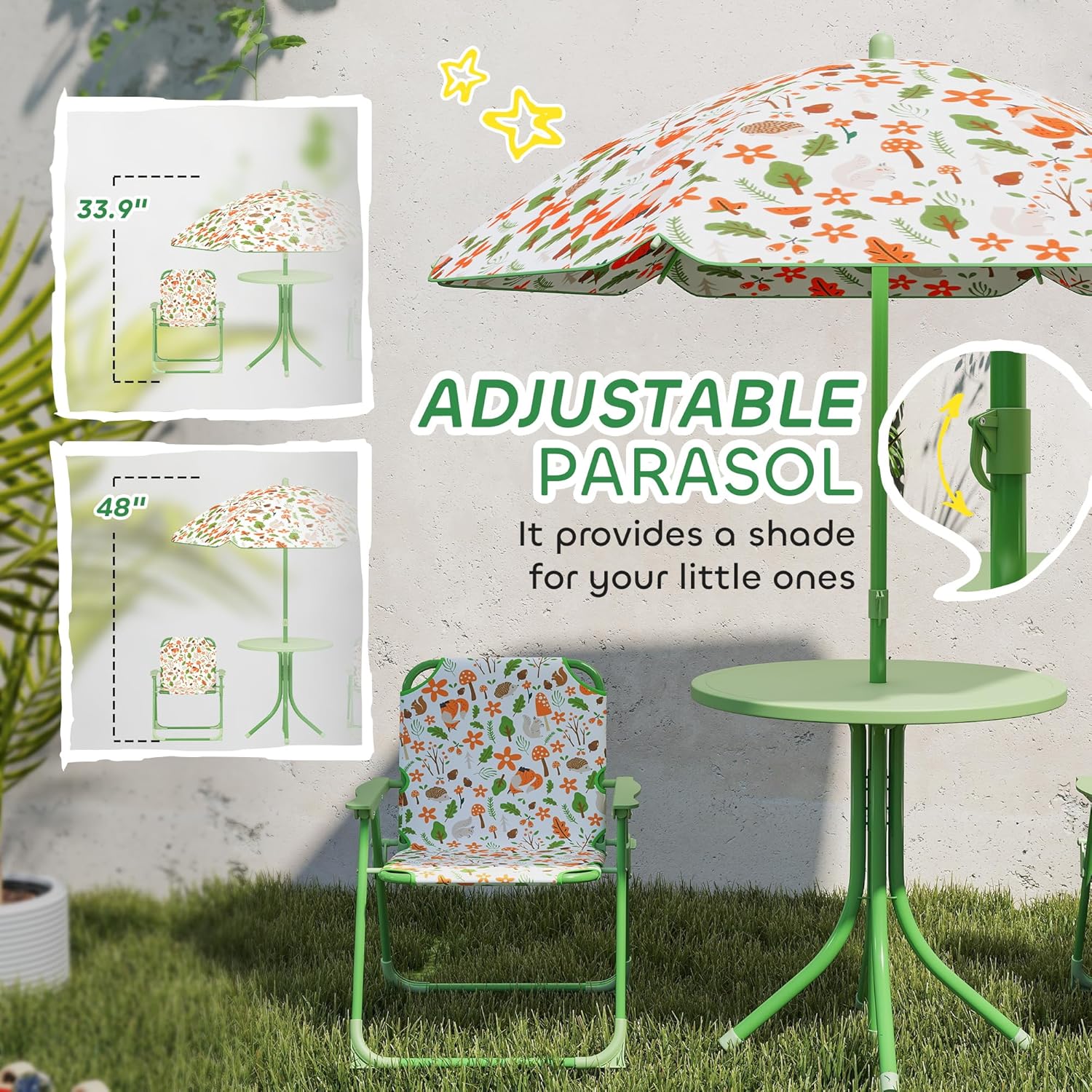 Kids Picnic Table Chair Set Fo - مراجعة Outdoor Furniture Green وسعره