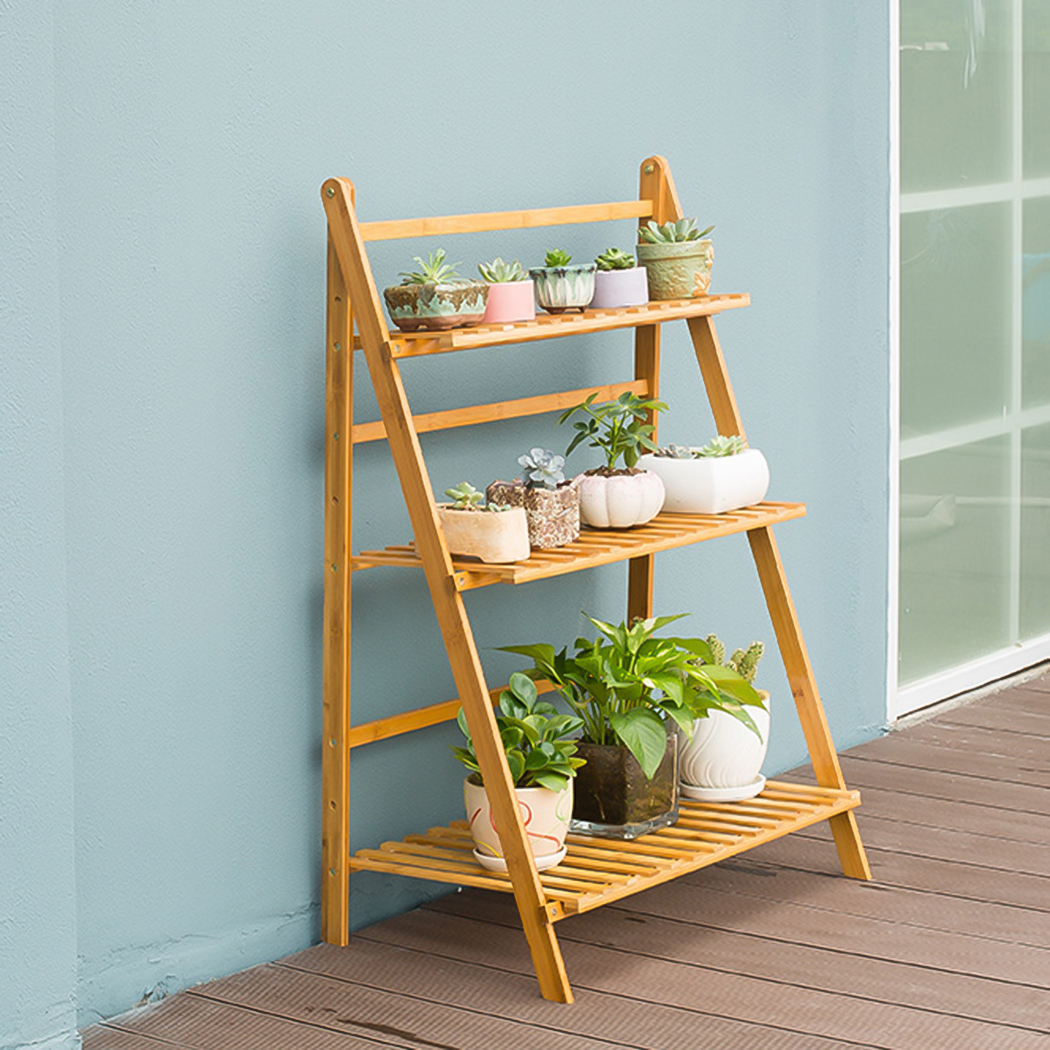 3 TiersBamboo Ladder Plant Sta - مراجعة Outdoor Furniture Luxury وسعره