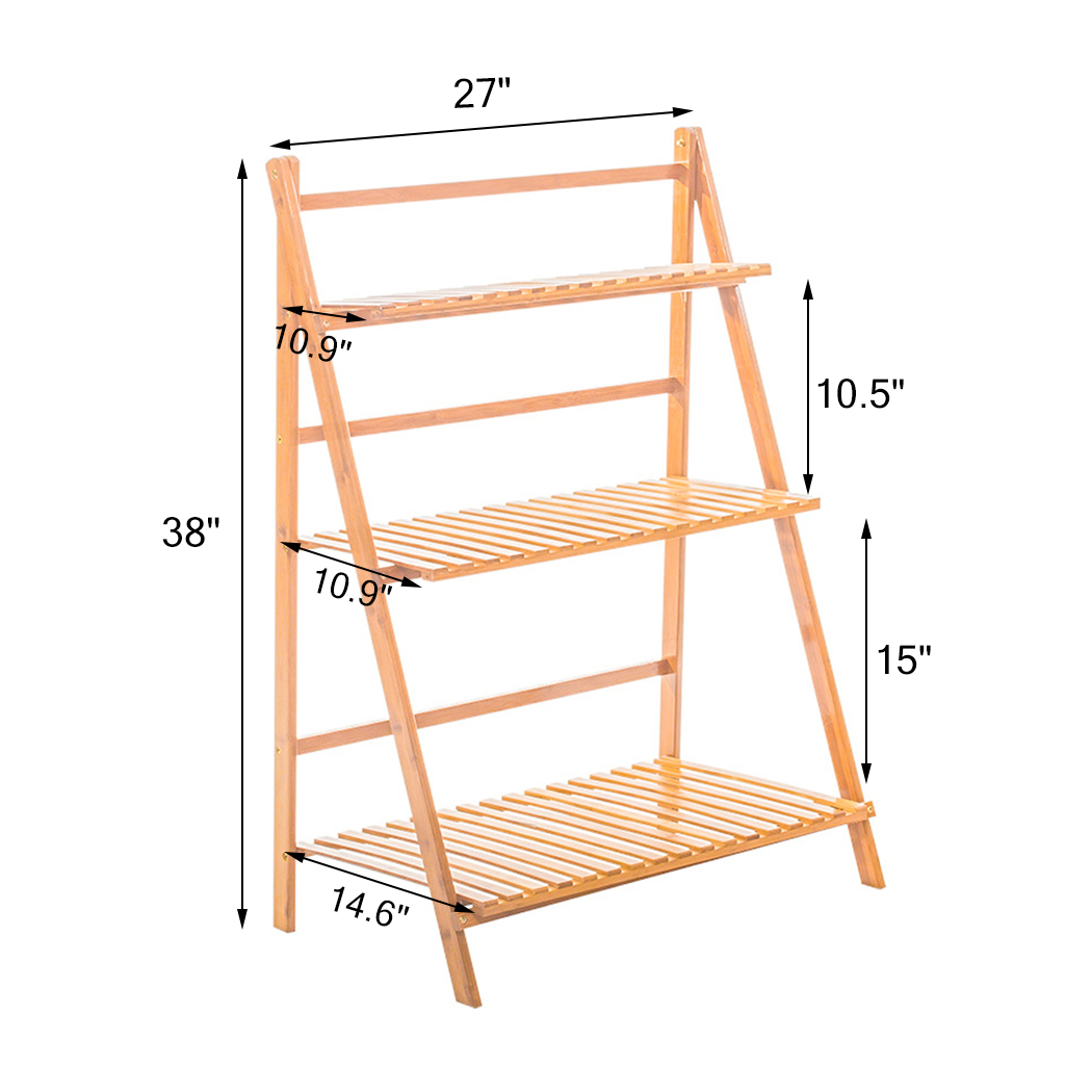 3 TiersBamboo Ladder Plant Sta - مراجعة Outdoor Furniture Luxury وسعره