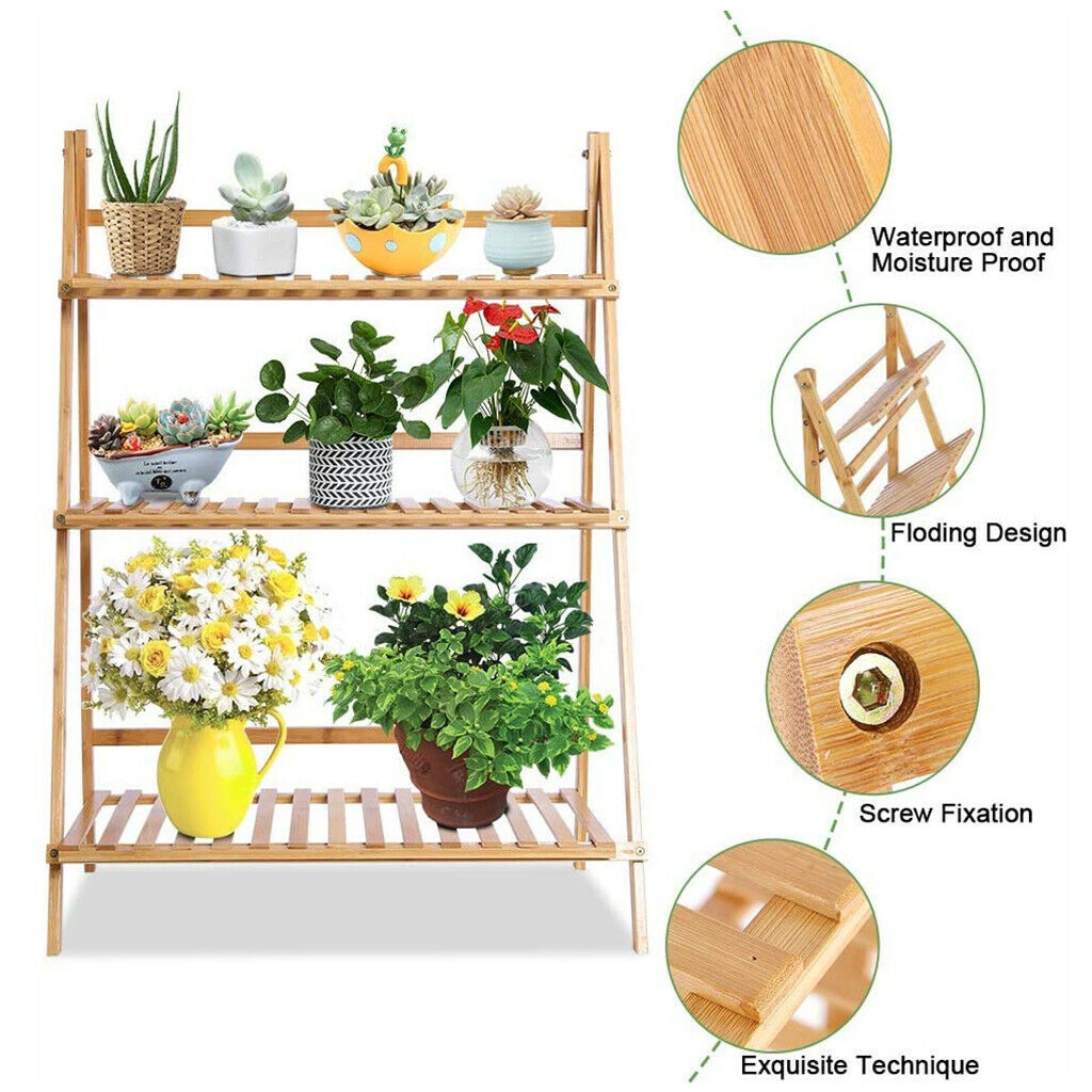 3 TiersBamboo Ladder Plant Sta - مراجعة Outdoor Furniture Luxury وسعره