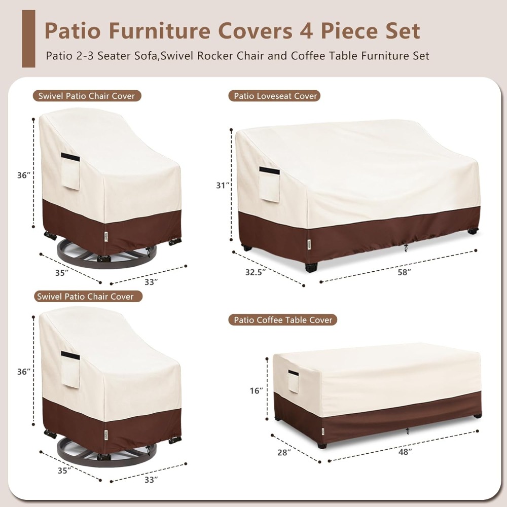 4-Piece Patio Furniture Covers - مراجعة Outdoor Furniture Heavy Duty وسعره